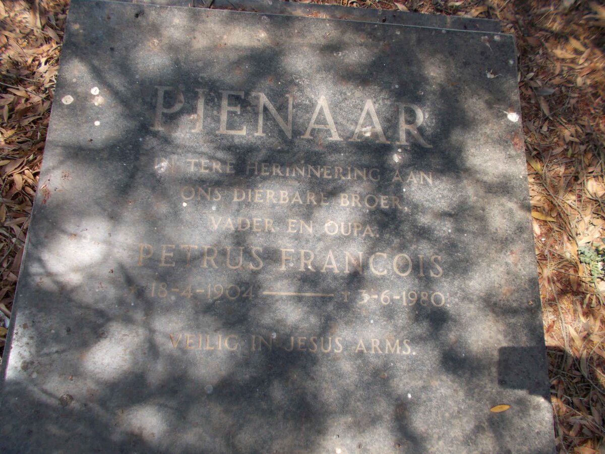 PIENAAR Petrus Francois 1904-1980