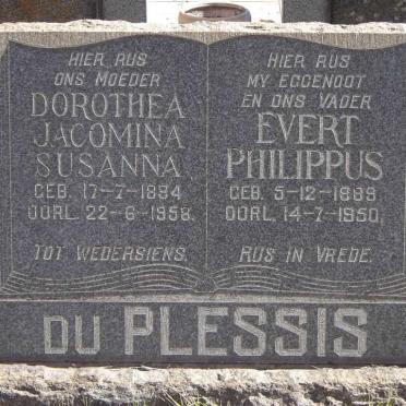 PLESSIS Evert Philippus, du 1889-1950 &amp; Dorothea Jacomina Susanna 1894-1958