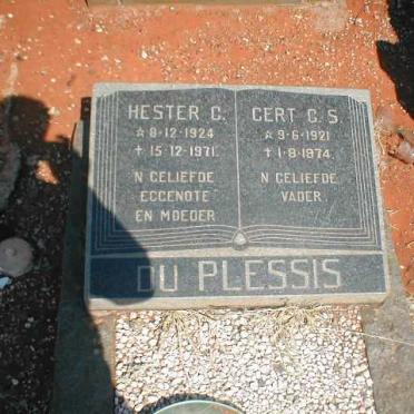 PLESSIS Gert C.S., du 1921-1974 &amp; Hester C. 1924-1971
