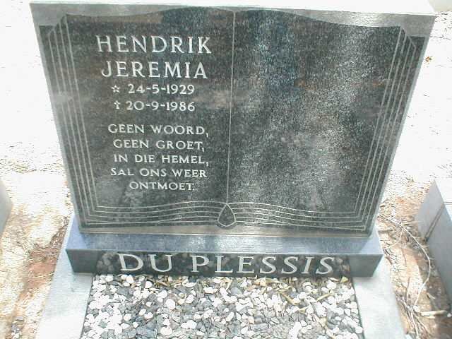 PLESSIS Hendrik Jeremia, du 1929-1986