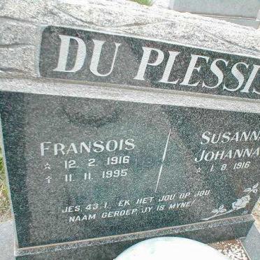 PLESSIS Fransois,du 1916-1995 &amp; Susanna Johanna 1916-