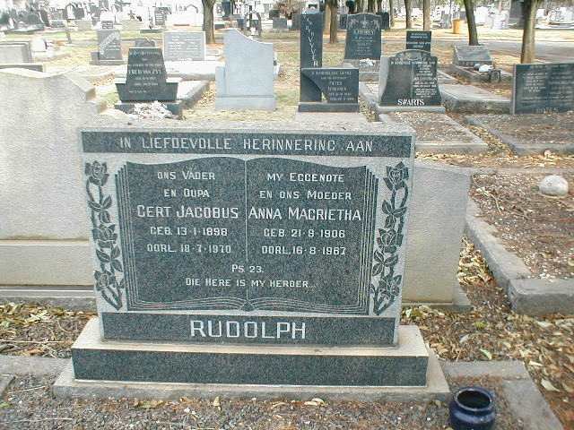 RUDOLPH Gert Jacobus 1898-1970 &amp; Anna Magrietha 1906-1967