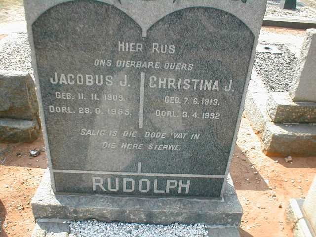 RUDOLPH Jacobus J. 1909-1955 &amp; Christina J. 1913-1992