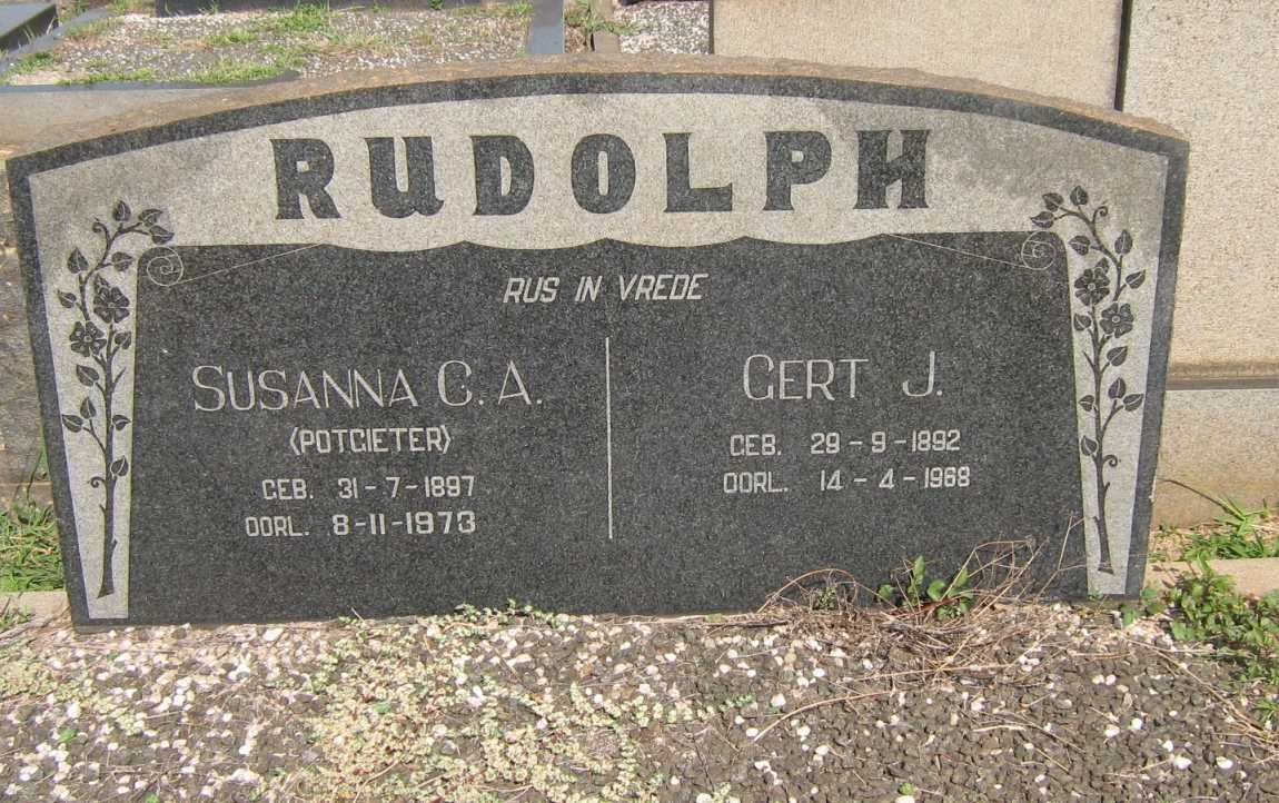RUDOLPH Gert J. 1892-1968 &amp; Susanna C.A. POTGIETER 1897-1973