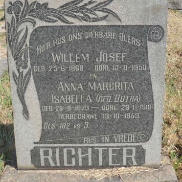 RICHTER Willem Josef 1868-1950 &amp; Anna Margrita Isabella BOTHA 1873-1919