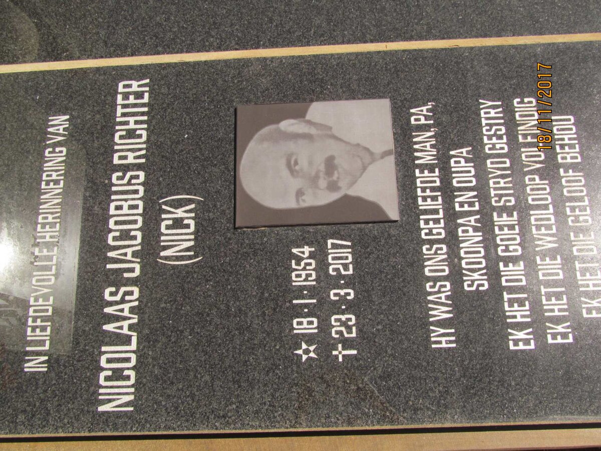 RICHTER Jeremia J. 1920-1977 &amp; Martha M. 1922-1990 :: RICHTER Nicolaas Jacobus 1954-2017