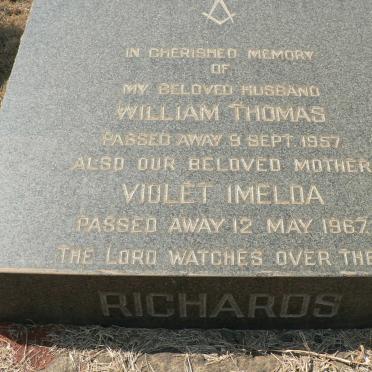 RICHARDS William Thomas -1957 &amp; Violet Imelda -1967