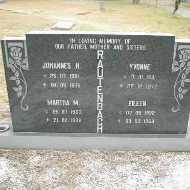 RAUTENBACH Johannes H. 1901-1975 &amp; Martha M. 1903-1938 :: RAUTENBACH Yvonne 1931-1977 :: RAUTENBACH Eileen 1932-1950