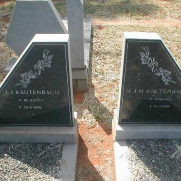 RAUTENBACH J.J 1900-197? &amp; M.J.M.  1902-1981