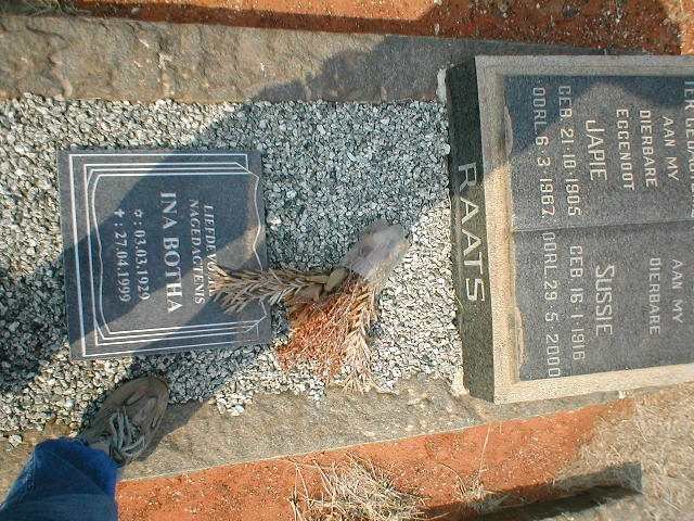 RAATS Japie 1905-1967 &amp; Sussie 1916-2000 :: BOTHA Ina 1929-1999