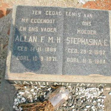 RAUBENHEIMER Allan F.M.H. 1888-1971 &amp; Stephasina E. 1892-1984