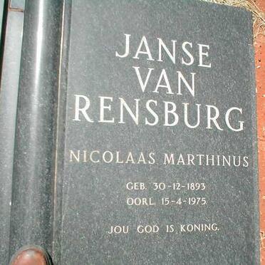 RENSBURG Nicolaas Marthinus, Janse van 1893-1975