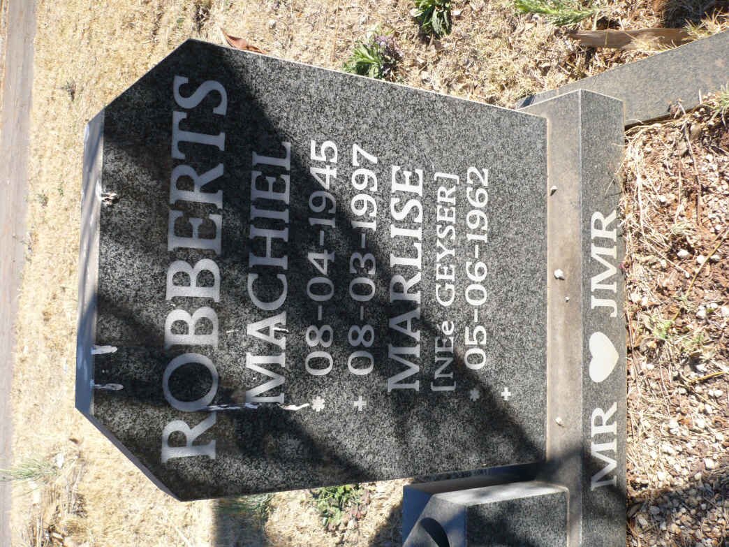 ROBBERTS Machiel 1945-1997 &amp; Marlise GEYSER 1962-