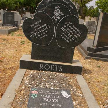 ROETS Hermanus F. 1906-1987 &amp; Hester G.J. 1908-1981 :: BUYS Martha nee ROETS 1930-2007