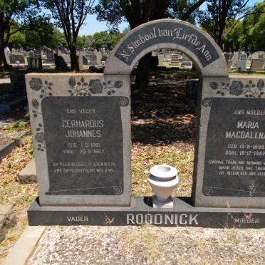 ROODNICK Gerhardus Johannes 1891-1967 &amp; Maria Magdalena 1899-1962
