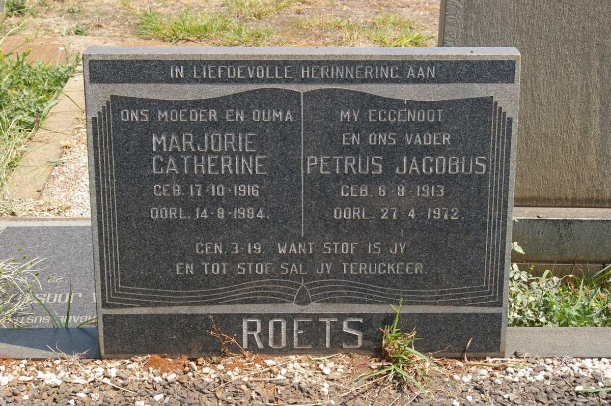 ROETS Petrus Jacobus 1913-1972 &amp; Marjorie Catherine 1916-1984