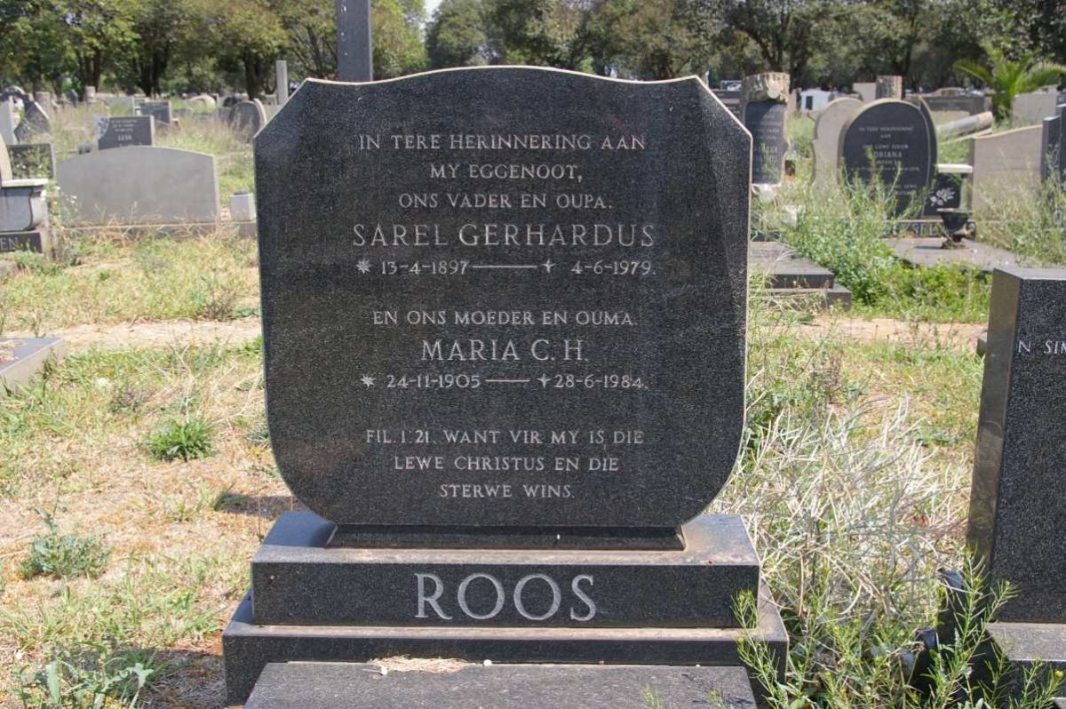 ROOS Sarel Gerhardus 1897-1979 &amp; Maria C.H. 1905-1984