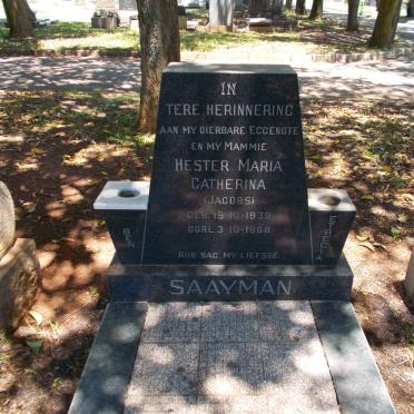 SAAYMAN Hester Maria Catherina nee JACOBS 1939-1968