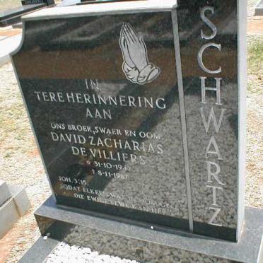 SCHWARTZ David Zacharias De Villiers 1942-1987