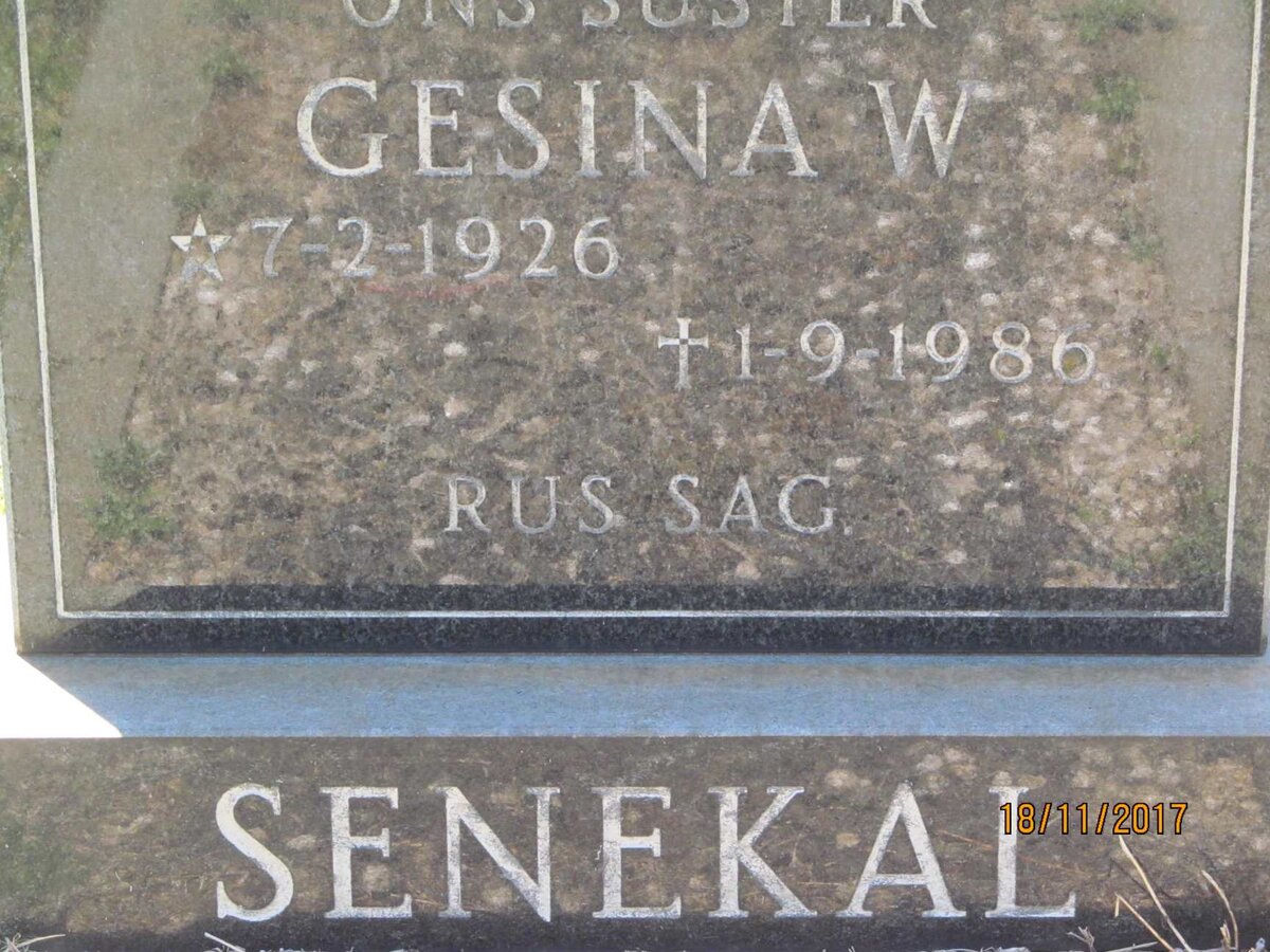 SENEKAL Gesina W. 1926-1986