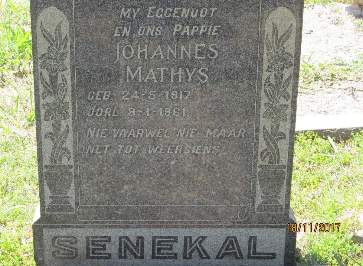 SENEKAL Johannes Mathys 1917-1961