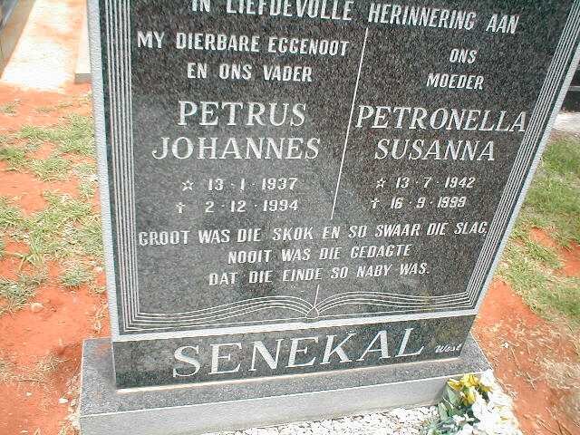 SENEKAL Petrus Johannes 1937-1994 &amp; Petronella Susanna 1942-1999