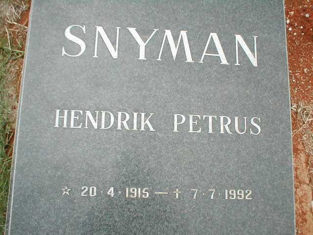 SNYMAN Hendrik Petrus 1915-1992