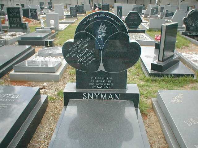 SNYMAN Frans Johannes 1952-1981