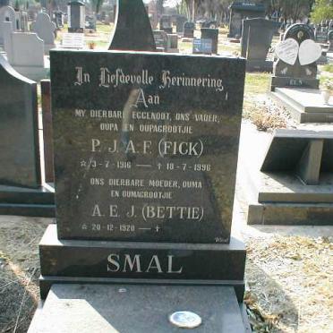 SMAL P.J.A.F. 1916-1996 &amp; A.E.J. 1920-