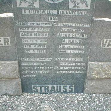 STRAUSS Jacob Petrus Albertus 1888-1952 &amp; Anna Maria 1894-1962