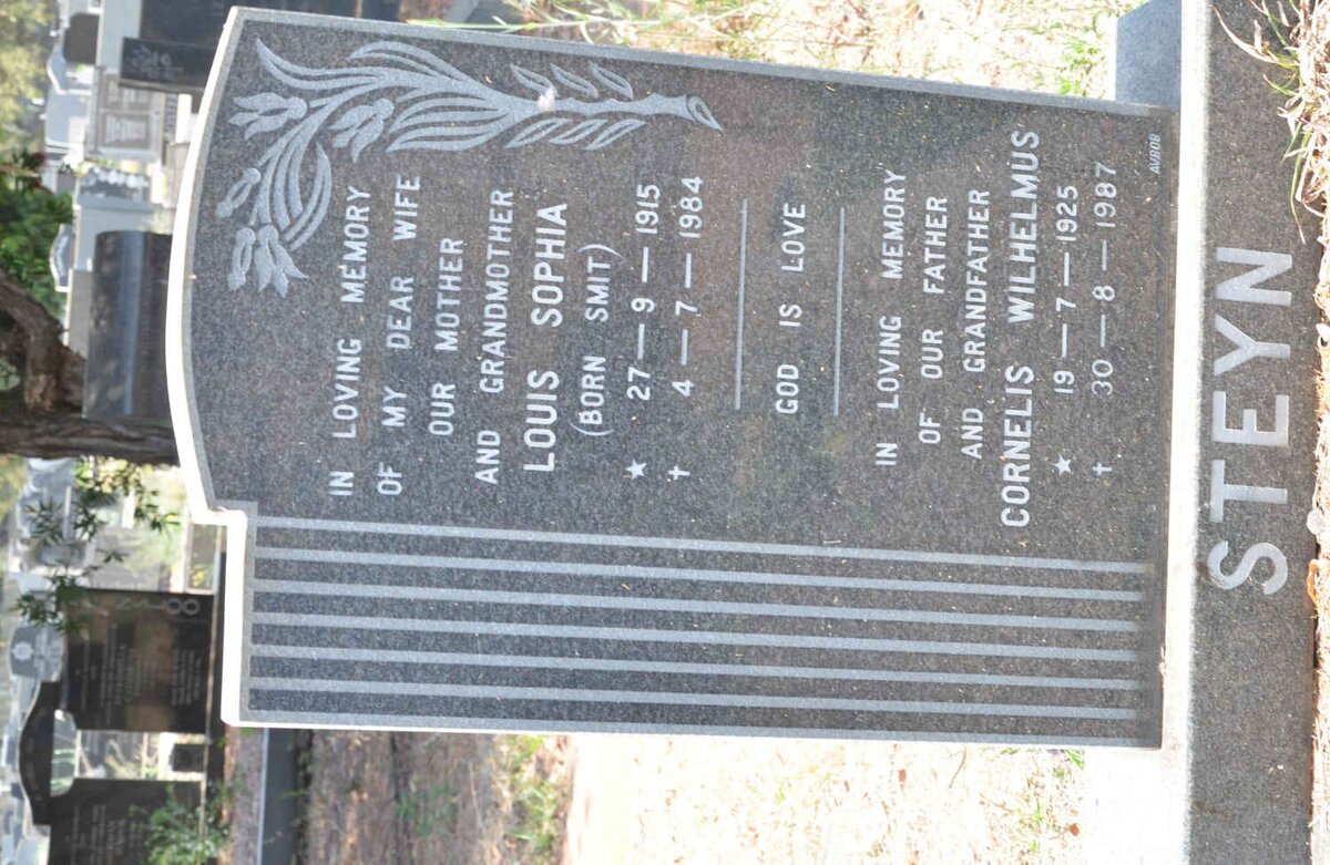 STEYN Cornelis Wilhelmus 1925-1987 &amp; Louis Sophia SMIT 1915-1984