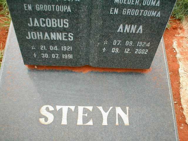 STEYN Jacobus Johannes 1921-1991 &amp; Anna 1924-2002
