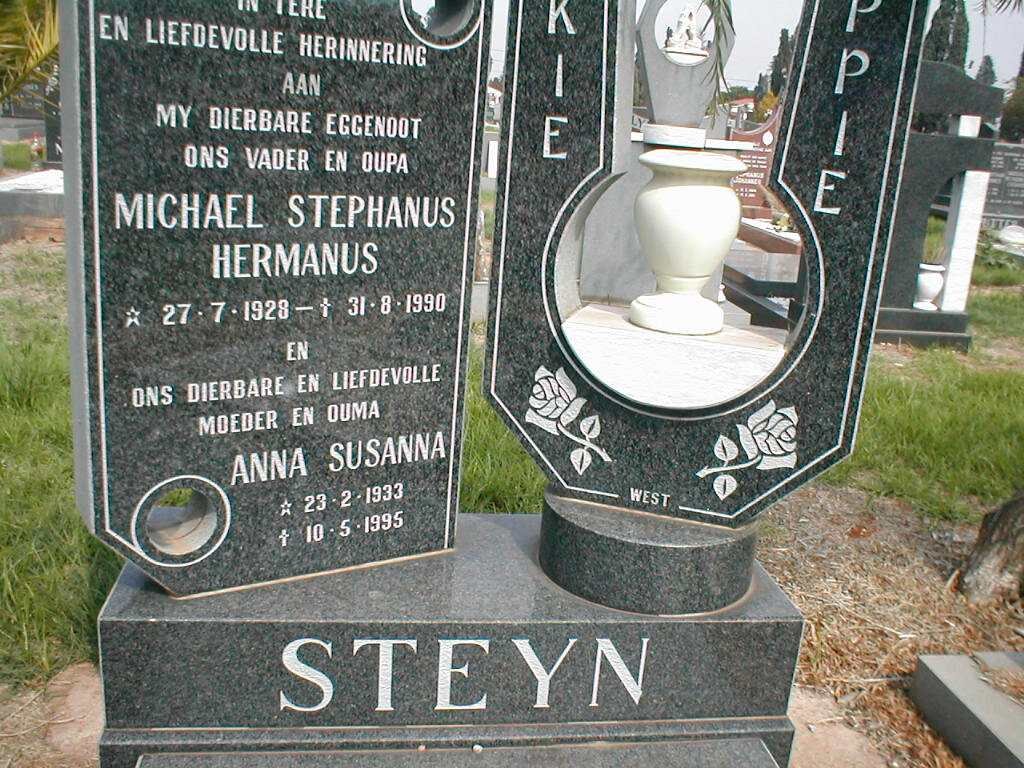 STEYN Michael Stephanus Hermanus 1928-1990 &amp; Anna Susanna 1933-1995