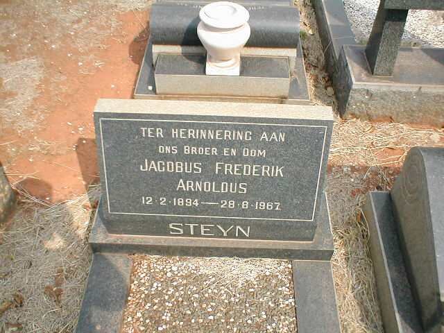 STEYN Jacobus Frederik Arnoldus 1894-1967