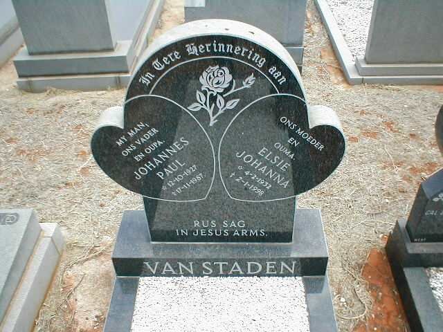 STADEN Johannes Paul, van 1927-1987 &amp; Elsie Johanna 1932-1998