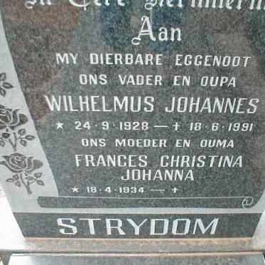 STRYDOM Wilhelmus Johannes 1928-1991 &amp; Frances Christina Johanna 1934-