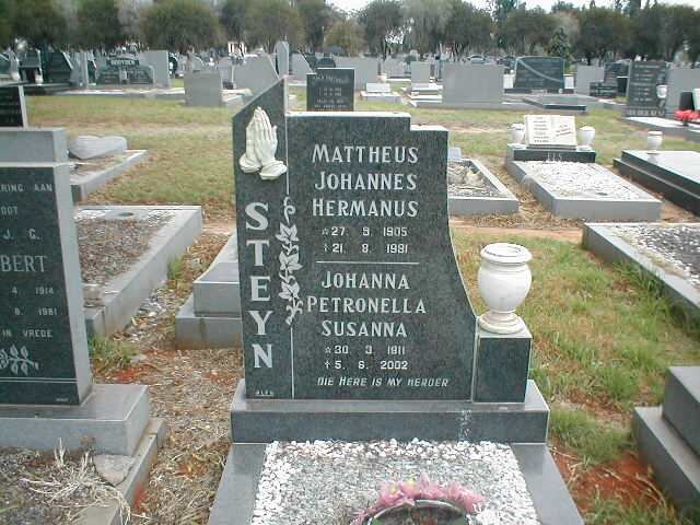 STEYN Mattheus Johannes Hermanus 1905-1981 &amp; Johanna Petronella Susanna 1911-2002