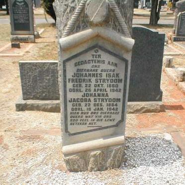 STRYDOM Johannes Isak Fredrik 1860-1942 &amp; Johanna Jacoba 1864-1942