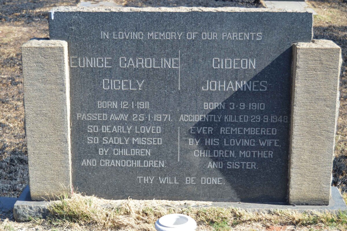 STOOP Gideon Johannes 1910-1948 &amp; Eunice Caroline Cicely 1911-1971