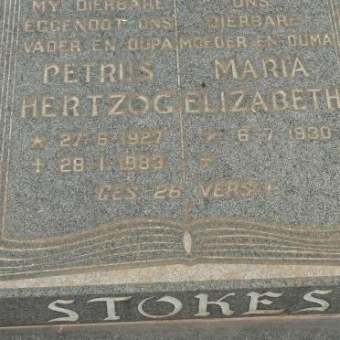 STOKES Petrus Hertzog 1927-1983 &amp; Maria Elizabeth 1930-
