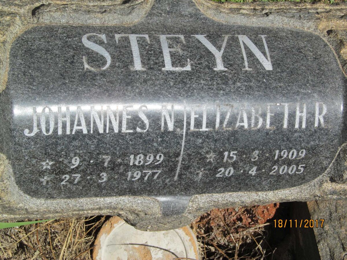 STEYN Johannes N. 1899-1977 &amp; Elizabeth R. 1909-2005
