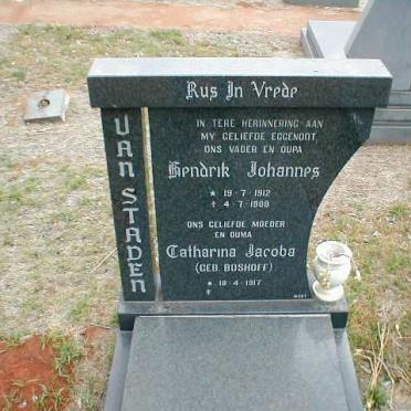 STADEN Hendrik Johannes, van 1912-1988 &amp; Catharina Jacoba BOSHOFF 1917-