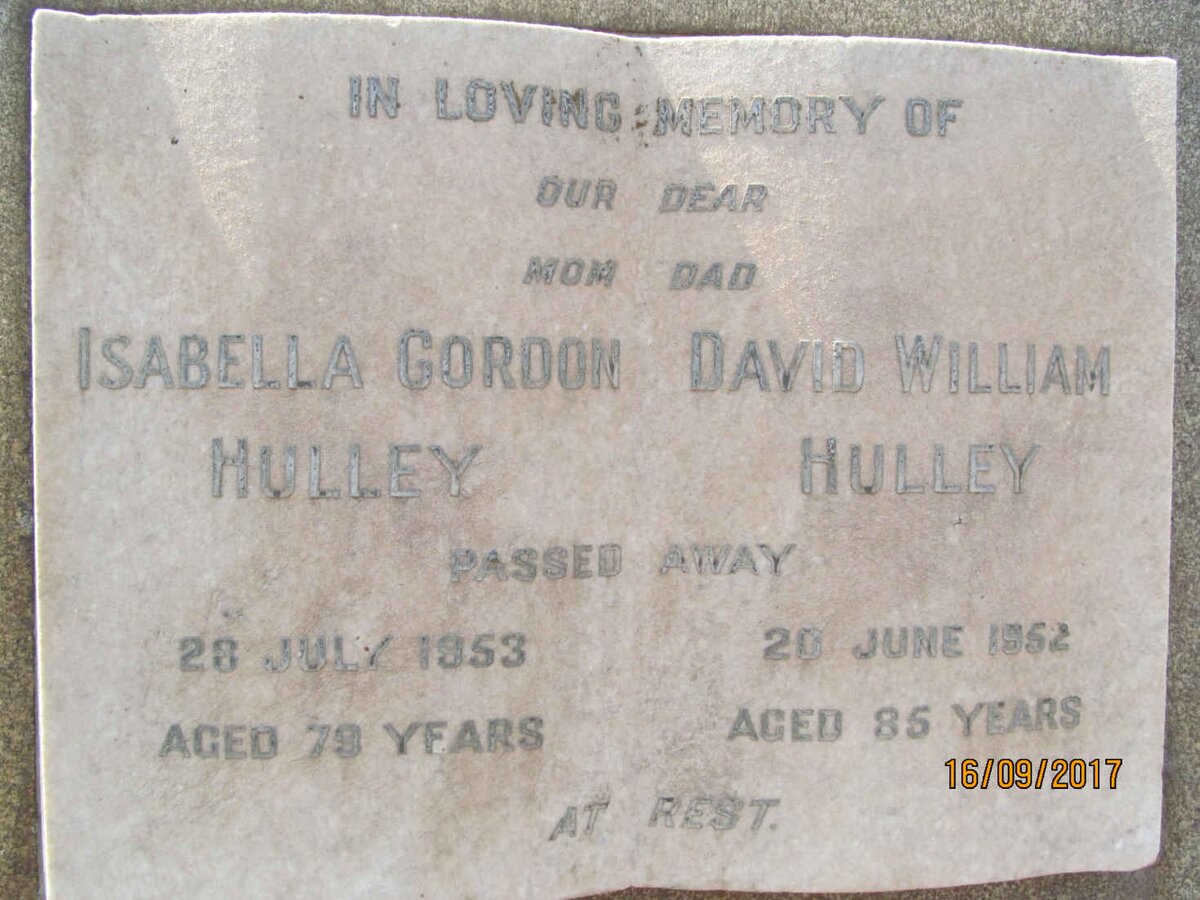 HULLEY David William -1952 &amp; Isabella Gordon -1953