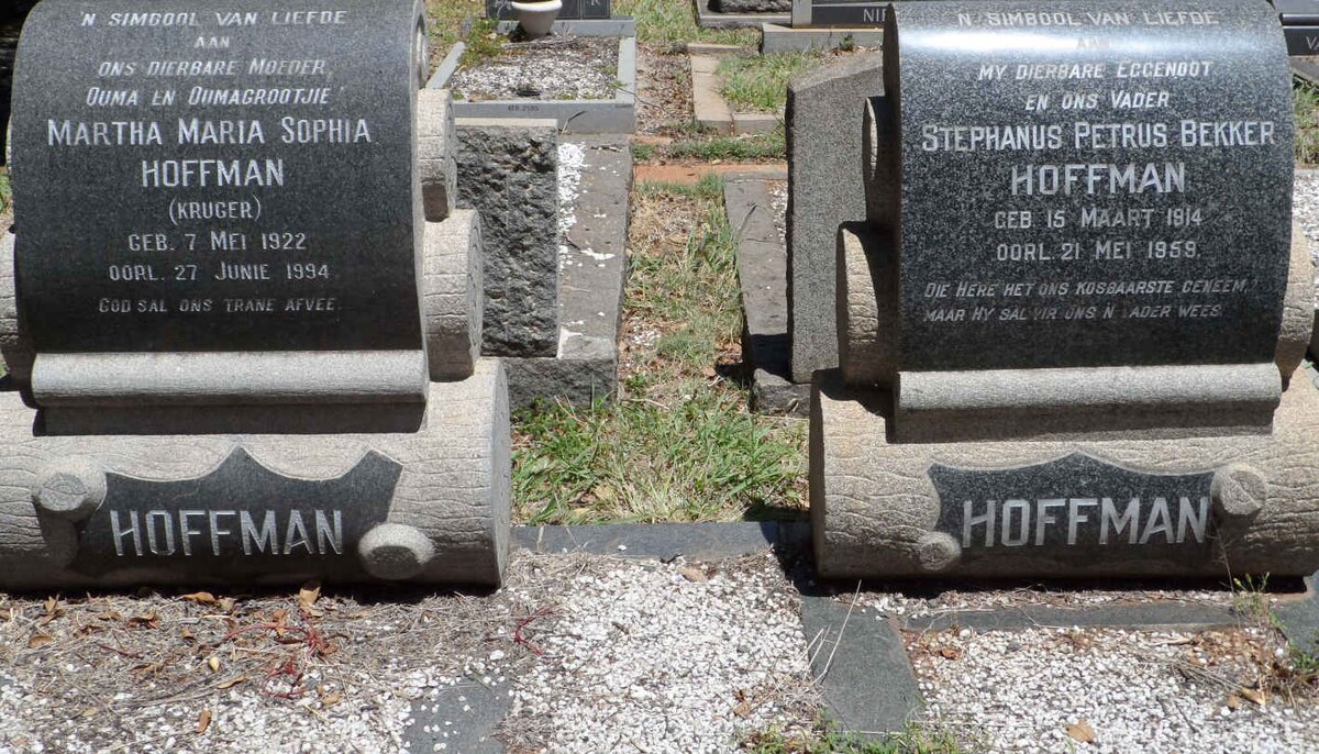 HOFFMAN Stephanus Petrus Bekker 1914-1959 &amp; Martha Maria Sophia KRUGER 1922-1994