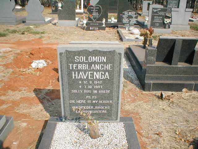 HAVENGA Solomon Terblanche 1942-1997