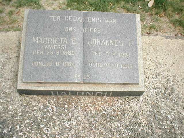 HATTINGH Johannes F. 1874-1950 &amp; Margrieta E. VIVIERS 1889-1964