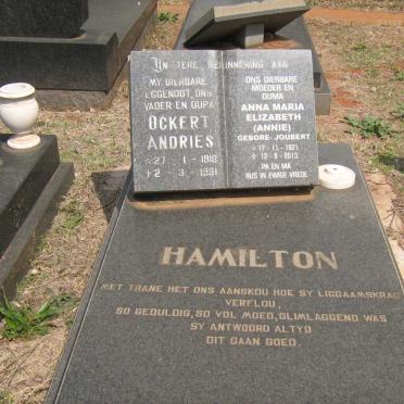 HAMILTON Ockert Andries 1918-1981 &amp; Anna Maria Elizabeth JOUBERT 1921-2013
