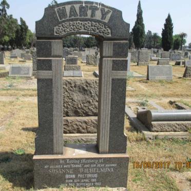 HARTY Susanne Wilhelmina nee PRETORIUS 1915-1950