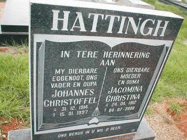 HATTINGH Johannes Christoffel 1914-1997 &amp; Jacomina Christina 1912-2000