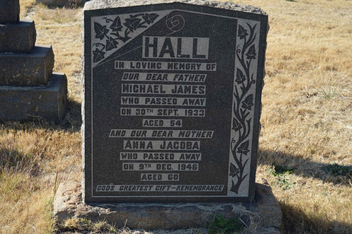 HALL Michael James -1933 &amp; Anna Jacoba -1946